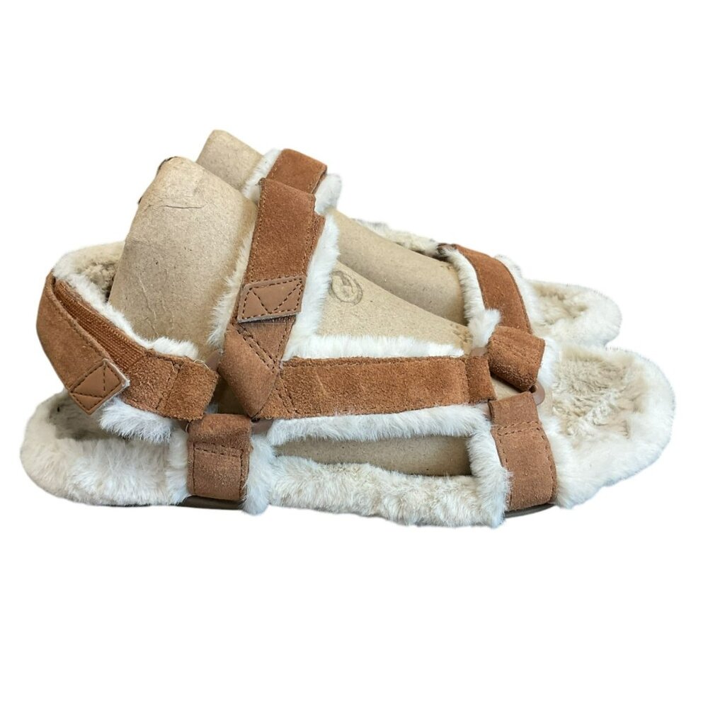 Vionic Viva Faur Fur Slipper In Toffee Size 7 Sandal Orthotic Neutral Comfort